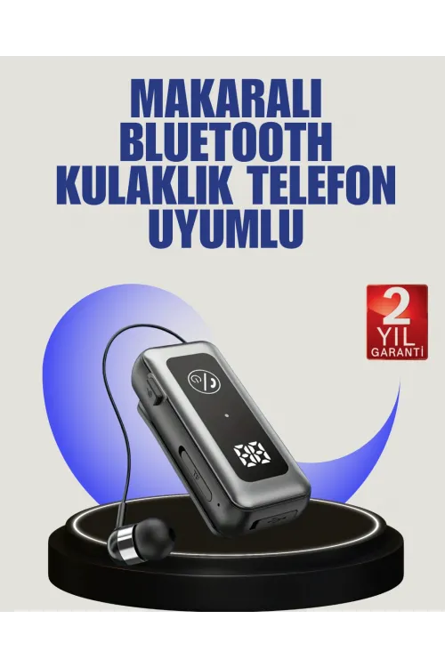 İçi Sarılabilen Kablo Ve Yaka Klipsli Bluetooth Kulaklık