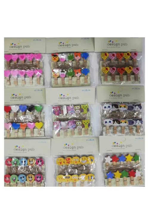 10lu Şekilli Ahşap Mandallar 3.5cm (10lu Set-10 Paket)