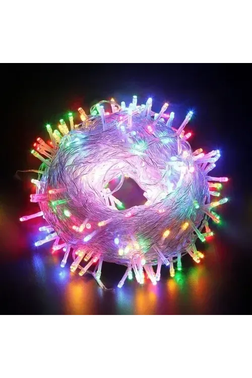 10m 100 Led Boncuk Lamba RGB Işık Şeffaf Kablo