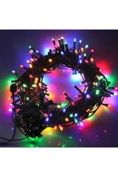 10m 100 Led Boncuk Lamba RGB Işık Siyah Kablo
