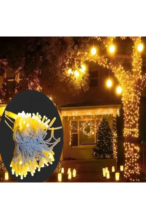 10m 100 Led IP65 Dış Mekan Led Işık Beyaz Kablo