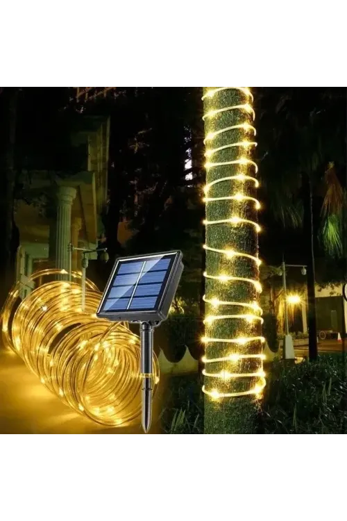 10m 100 LED Solar Led Işık Gün Işığı Şeffaf Kablolu