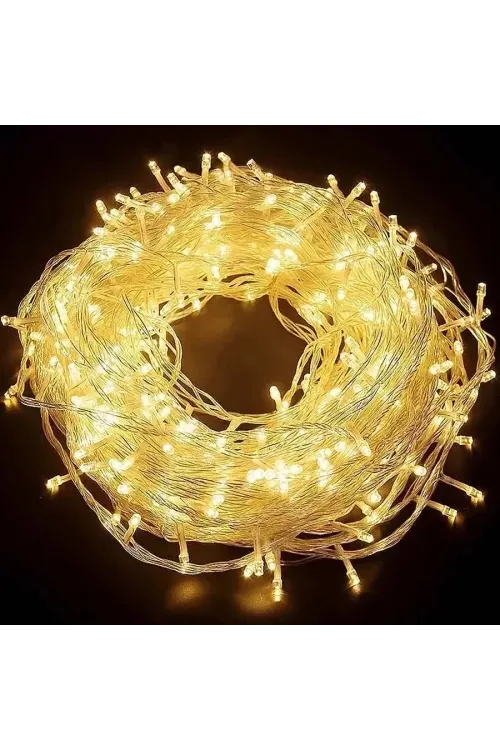 10m 60 LED Pilli 2 Kademeli Gün Işığı Şeffaf Kablo