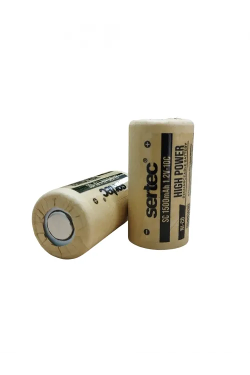 1.2V Ni-Cd SC 1500 Mah Kağıt Şarjlı Pil 10C (Başsız/Flat Head)