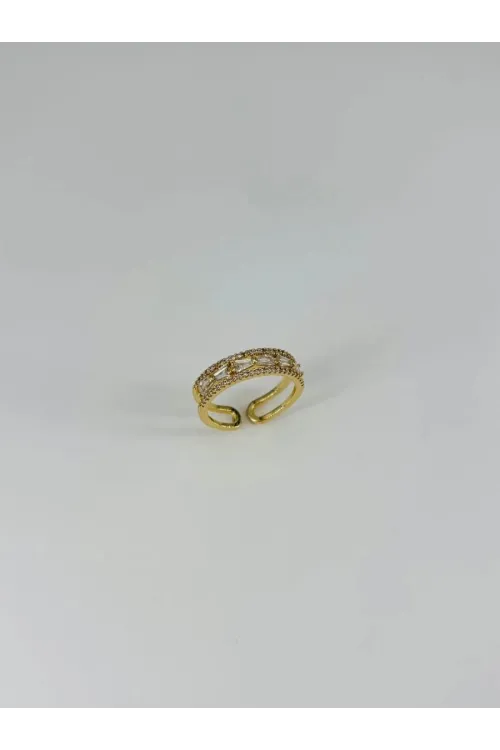 IEG - 14 K Gold Kaplama Zirkon Taşlı Yüzük