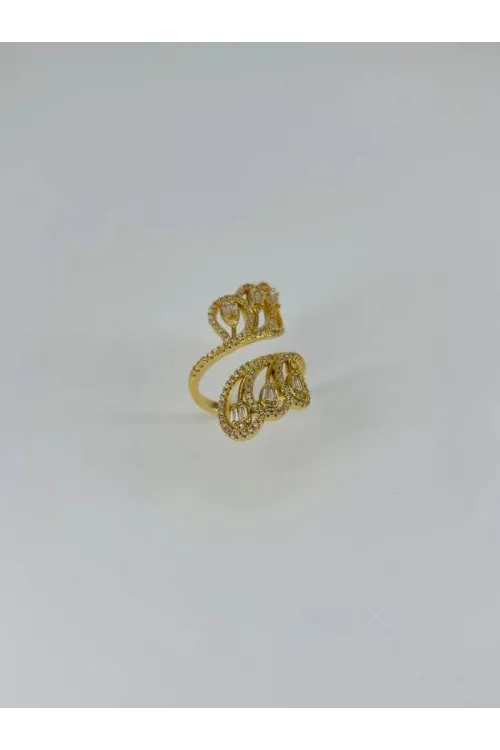 IEG - 14 K Gold Kaplama Zirkon Taşlı Yüzük