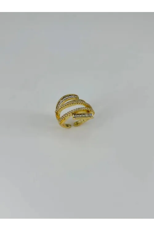 IEG - 14 K Gold Kaplama Zirkon Taşlı Yüzük