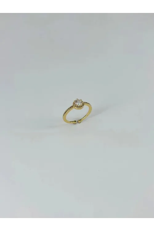 IEG - 14 K Gold Kaplama Zirkon Taşlı Yüzük