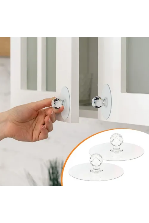 2 Adet Kristal Kendiliğinden Güçlü Yapışkanlı Kulp Askısı Tutma Kolu