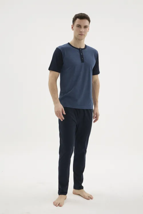 ieg™  2205 Erkek Battal Midi Yaka Pijama Takım