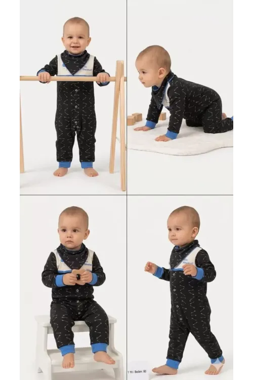 3/12 Ay Fularlı Bebek Tulumu