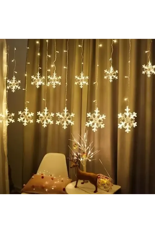 3 Metre Saçaklı Kar Tanesi Perde LED