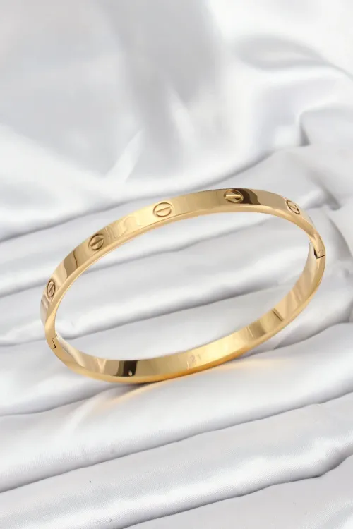 316L Çelik Gold Renk 65 mm Kadın Kelepçe Bileklik TJ-BB7912