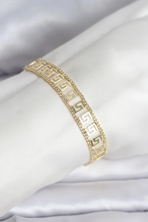 316L Çelik Gold Renk Labirent Model Kadın Bileklik TJ-BB8158