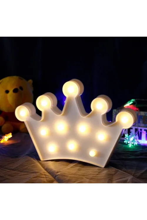3D Dekoratif Pilli Kraliçe Tacı Model Led Masa ve Gece Lambası
