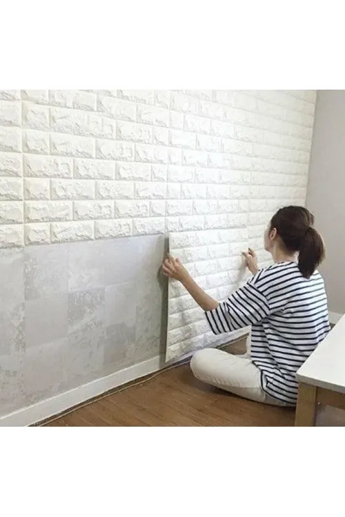 3D Tuğla Desenli Kendinden Yapışkanlı Duvar Paneli 58x38 cm