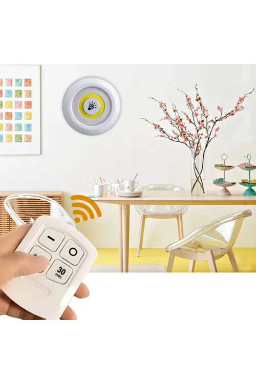 ieg™  3lü Uzaktan Kumandalı Pilli Yapışkanlı Kablosuz Led Spot Lambalar
