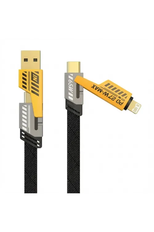 ieg™  4in1 65W Hızlı Şarj Kablosu – Type-C to USB-A + Type-C to Lightning, 27W PD Destekli Çoklu Şarj Kablo