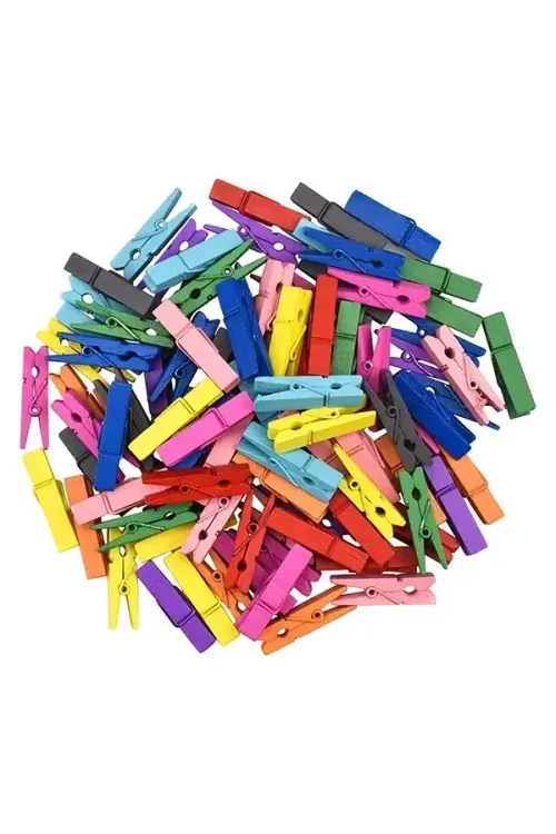 50li Renkli Ahşap Mandal Seti (3.5 cm)