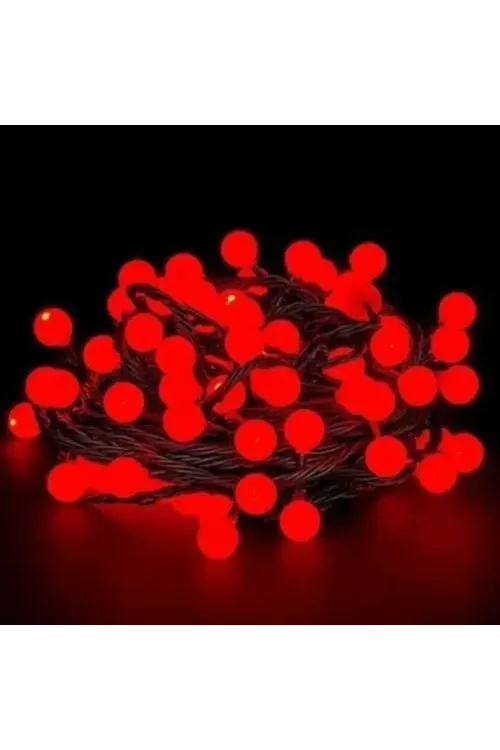 5m 28 Led Kırmızı Işık Şeffaf Kablo Fişli Eklemeli