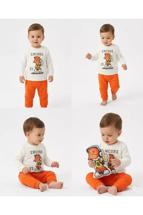 6/24 Ay Baskılı Basic Bebek Takımı
