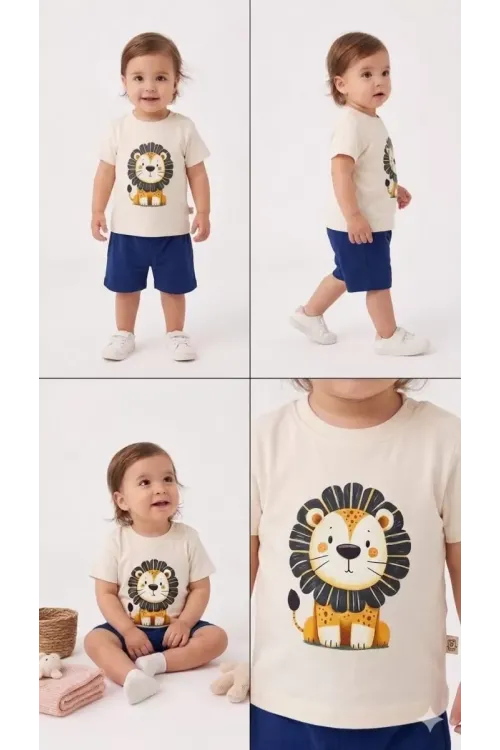 6/24 Ay Keten Şortlu Basic Bebek Takımı