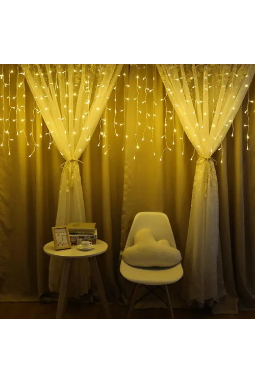 ieg™  8 Fonksiyonlu 16 Saçaklı Perde Led 3 x 1 (Günışığı)