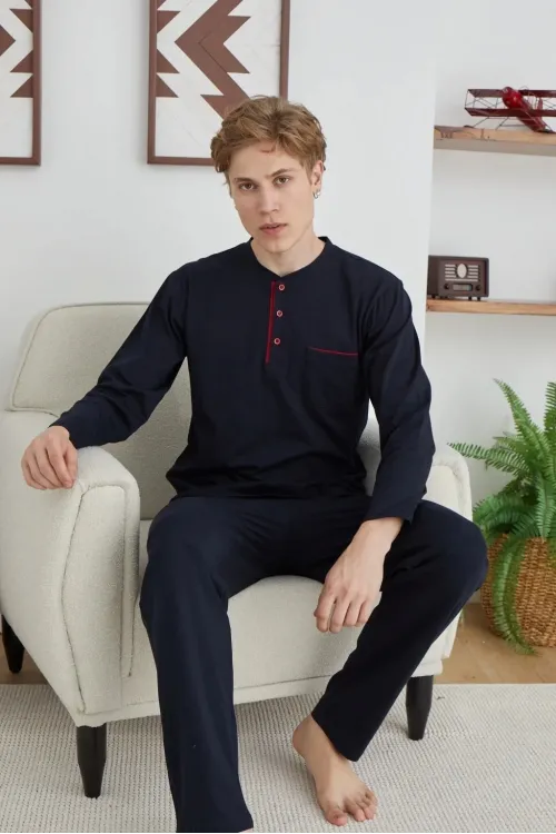 ieg™  9111 Battal Erkek Midi Yaka Pijama Takımı