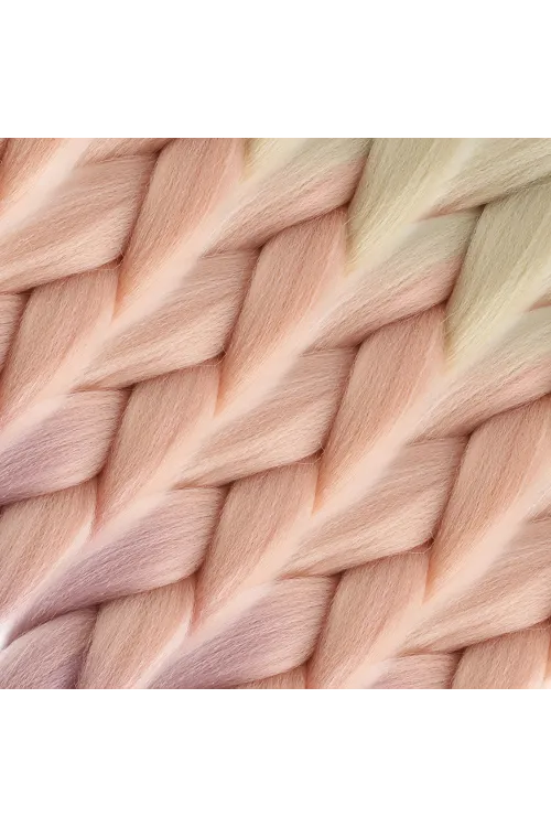 Afrika Örgülük Ombreli Sentetik Saç 100 Gr. - Platin / Soft Turuncu / Soft Lila