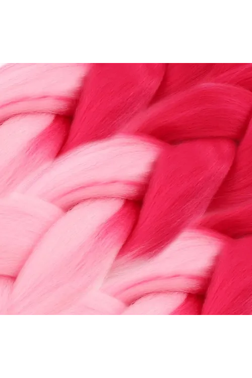Afrika Örgülük Sentetik Ombreli Saç 100 Gr.- Koyu Pembe / Açık Pembe
