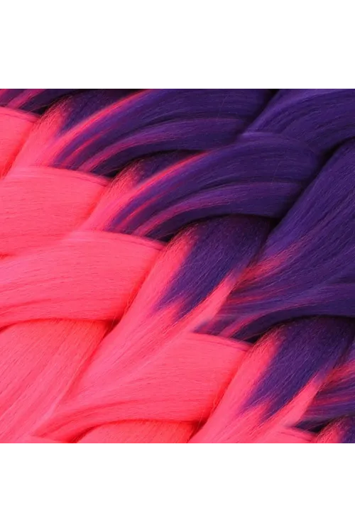 Afrika Örgülük Sentetik Ombreli Saç 100 Gr. - Mor / Neon Pembe