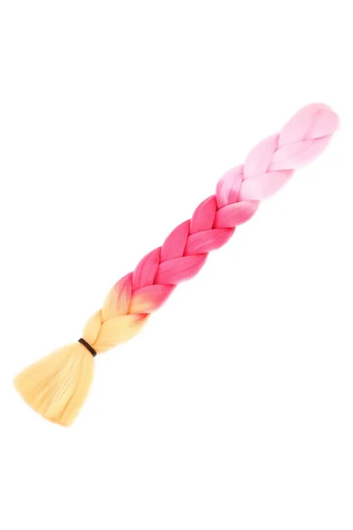 Afrika Örgüsü Ve Rasta İçin Sentetik Ombreli Saç - Açık Pembe / Koyu Pembe / Turuncu