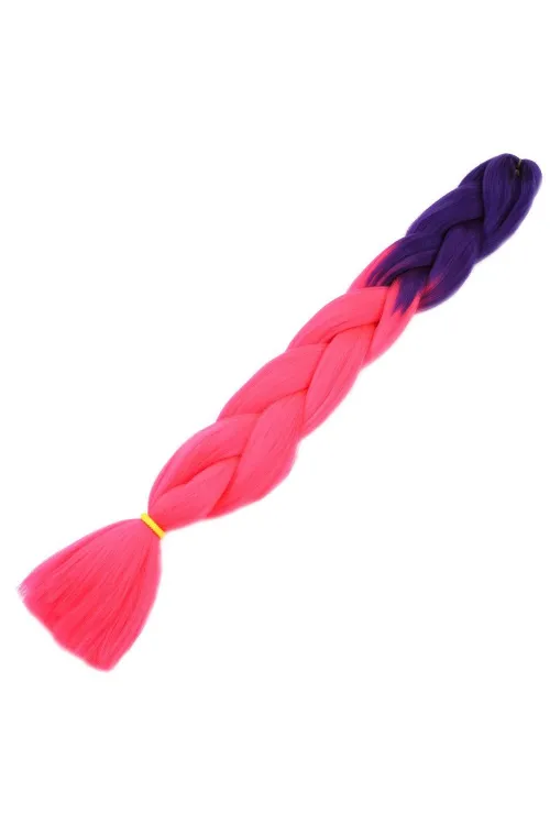 Afrika Örgüsü Ve Rasta İçin Sentetik Ombreli Saç - Mor / Neon Pembe