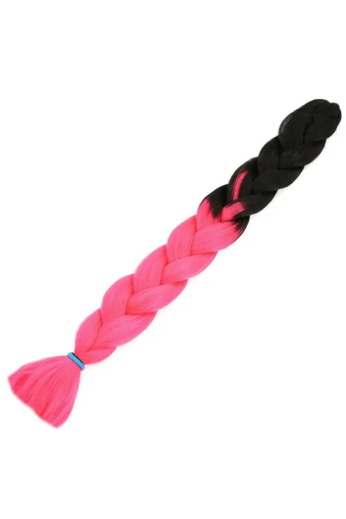 Afrika Örgüsü Ve Rasta İçin Sentetik Ombreli Saç - Siyah / Neon Pembe