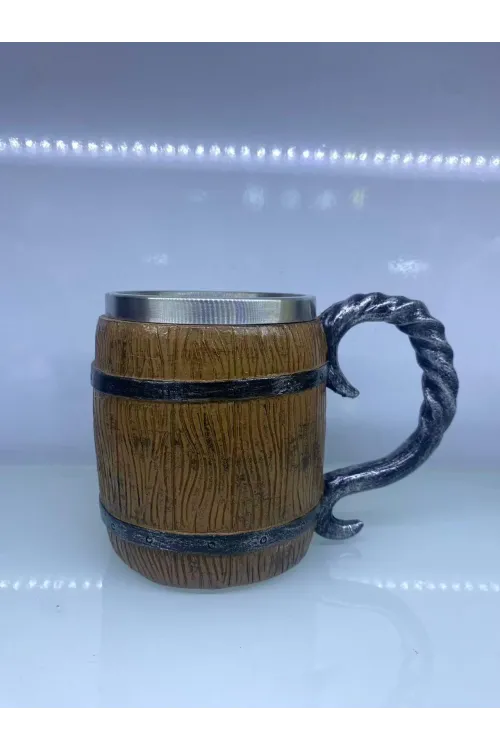 Ahşap Fıçı Çelik Kupa Kod 1152B