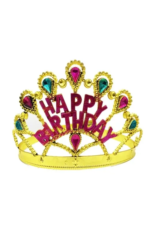 Altın Renk Happy Birthday Doğum Günü Tacı