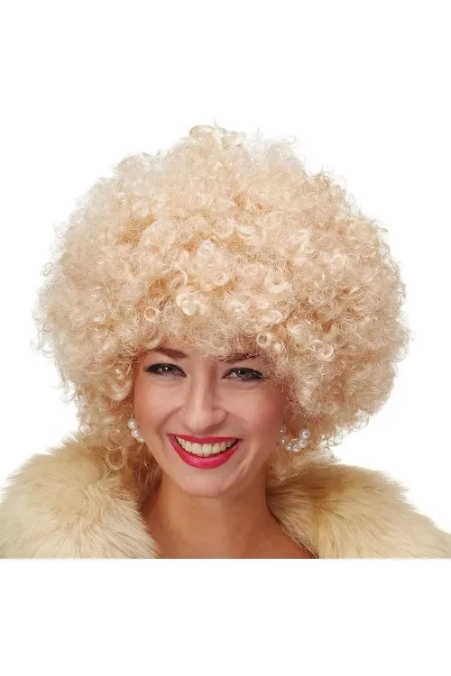 Altın Renk Kıvırcık Afro Parti Peruğu