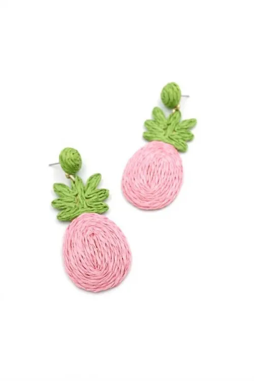 IEG - Ananas Hasır Küpe - Pembe