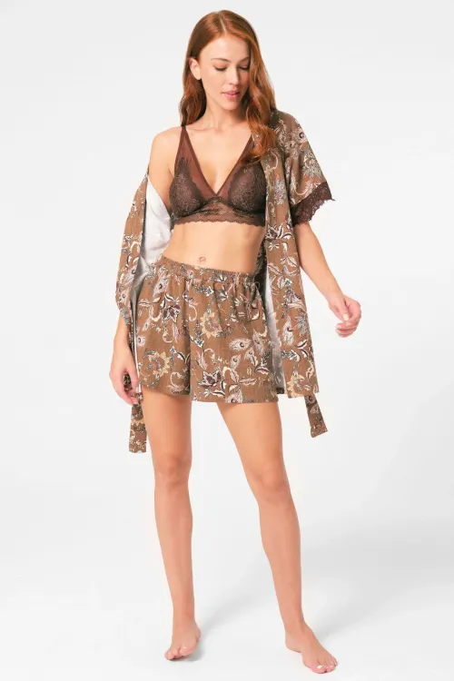 ieg™ Anıl 5799 Bayan Sabahlık, Bralet Ve Şort Takım