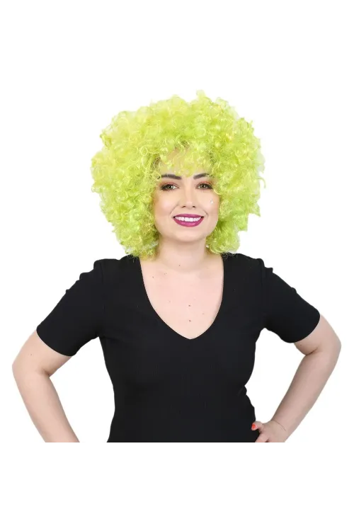 Animasyon Parti Ve Palyaço Peruğu - Neon Yeşil