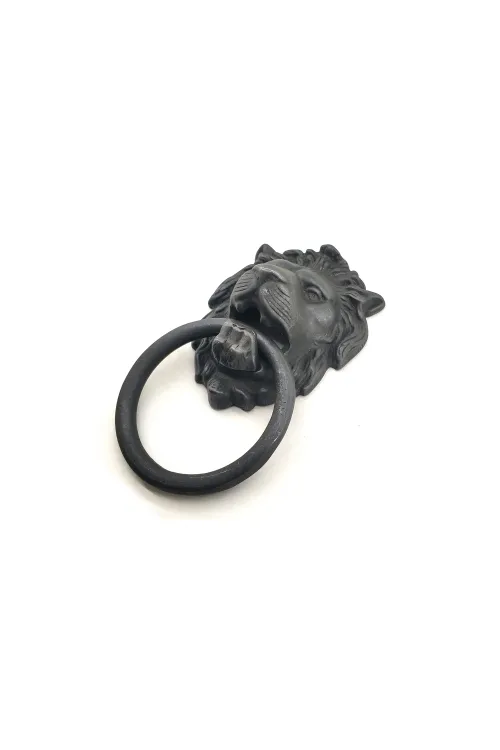 ieg™ Antika Tarz Dekoratif Pirinç Aslan Kapı Tokmağı, Taktak - 102x130 mm, Oksit