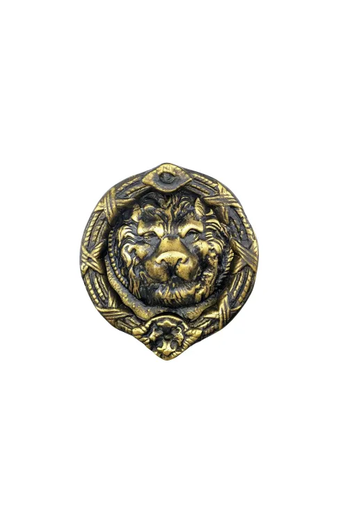 ieg™ Antika Tarz Dekoratif Pirinç Aslan Kapı Tokmağı, Taktak - 185 mm, Antik