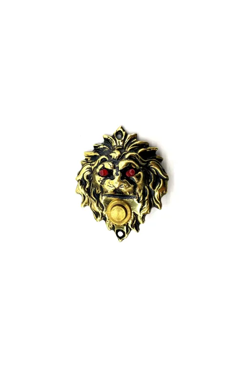 ieg™ Antika Tarz Dekoratif Pirinç Aslan Kapı Zili - 100x78 mm, Antik, Led Işıklı