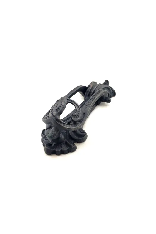 Antika Tarz Dekoratif Pirinç Doğa Kapı Tokmağı, Taktak - 205x73 mm, Oksit