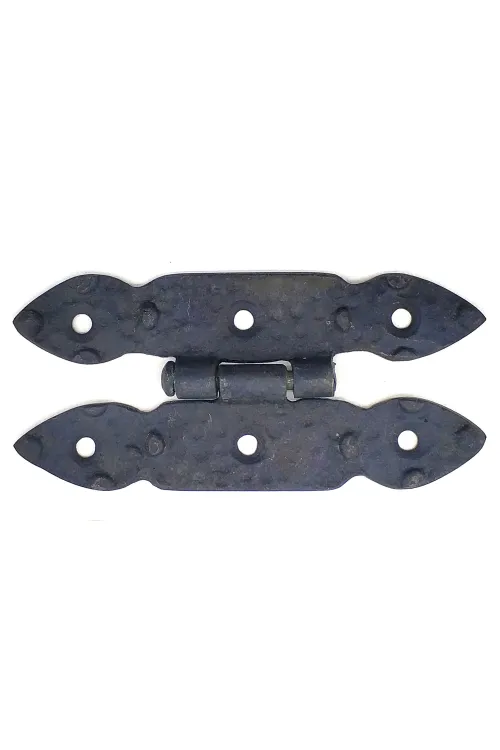 Antika Tarz Dekoratif Pirinç Düğmeli Menteşe - 117x57 mm, Oksit
