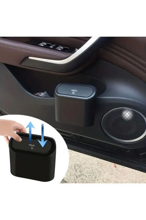 Araç İçi Takılarak Sabitlenebilen Mini Kapaklı Çöp Kovası