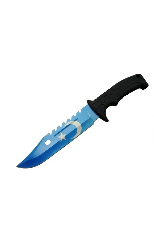 ieg™ Ayyıldız MF013BL Mavi Av Bıçağı 31cm - Testere Detaylı Bıçak, Kılıflı, Plastik Sap
