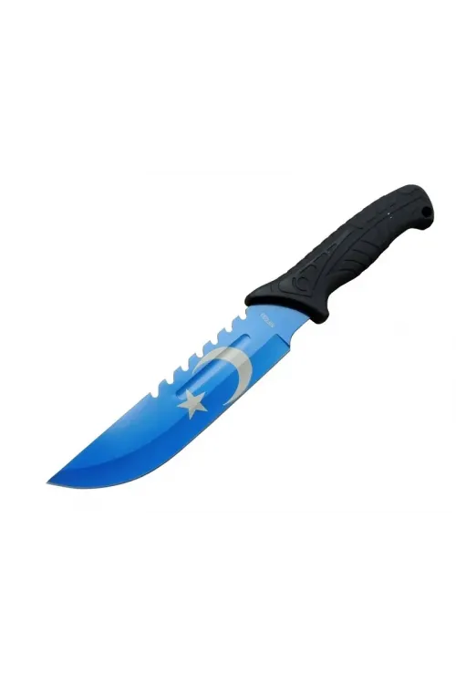 ieg™ Ayyıldız MF033BL Mavi Av Bıçağı 31cm - Testere Detaylı Bıçak, Kılıflı, Plastik Sap