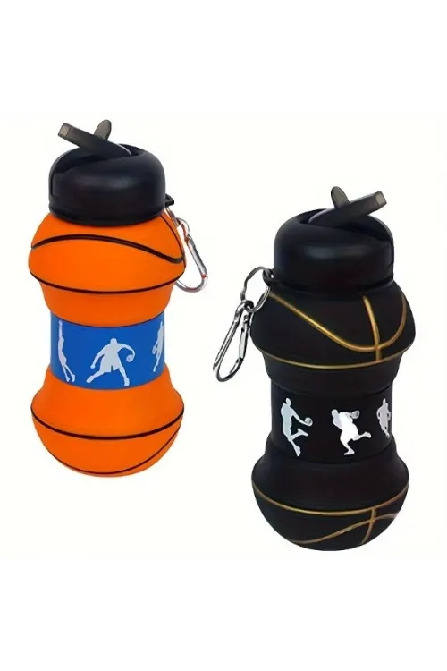 Basketbol Topu Tasarımlı Akordiyon Su Şişesi