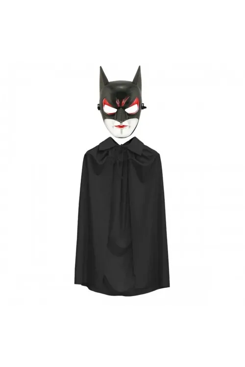 Batman Maskesi Catwoman ve Batman Pelerini Siyah Set